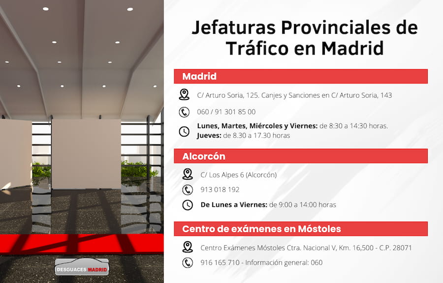 Oficinas DGT en Madrid - Horarios y ubicación